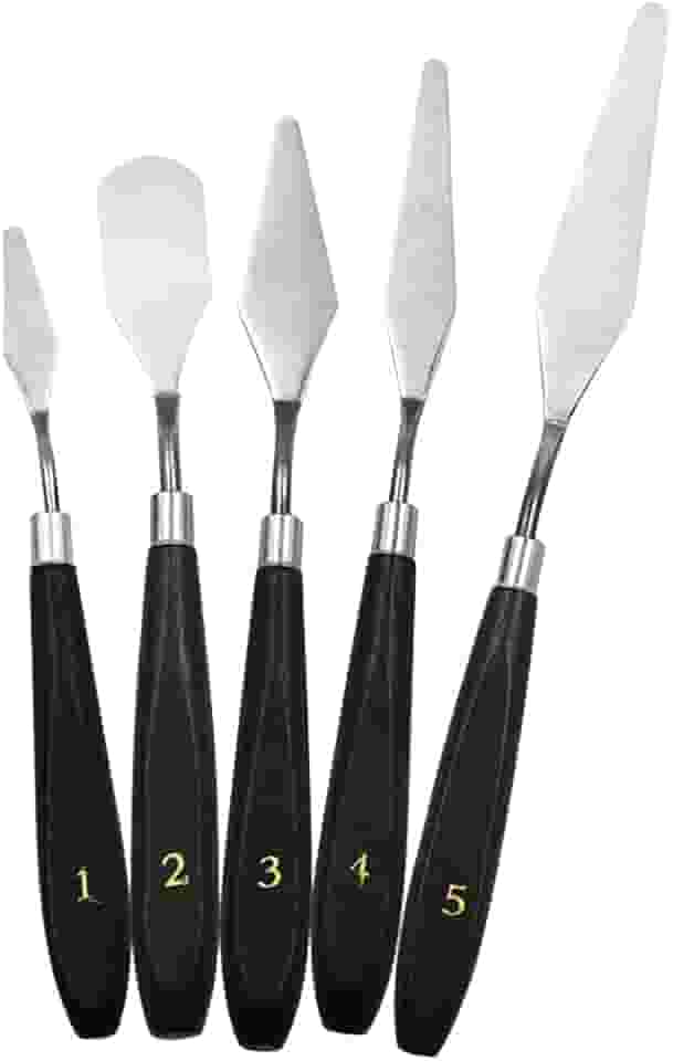 5X Pintura Raspador Espátula Flexível Conjunto, Conjunto de facas de paleta de aço inoxidável para aplicação de pintura a óleo, tinta acrílica, cobertura de bolo
