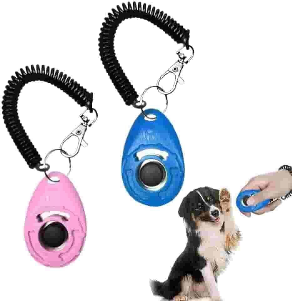 Clicker de treinamento de cães leve e durável com alça de pulso ajustável – pacote com 2 clickers de treinamento de animais de estimação para cães, filhotes, gatos, pássaros e cavalos, ferramenta de