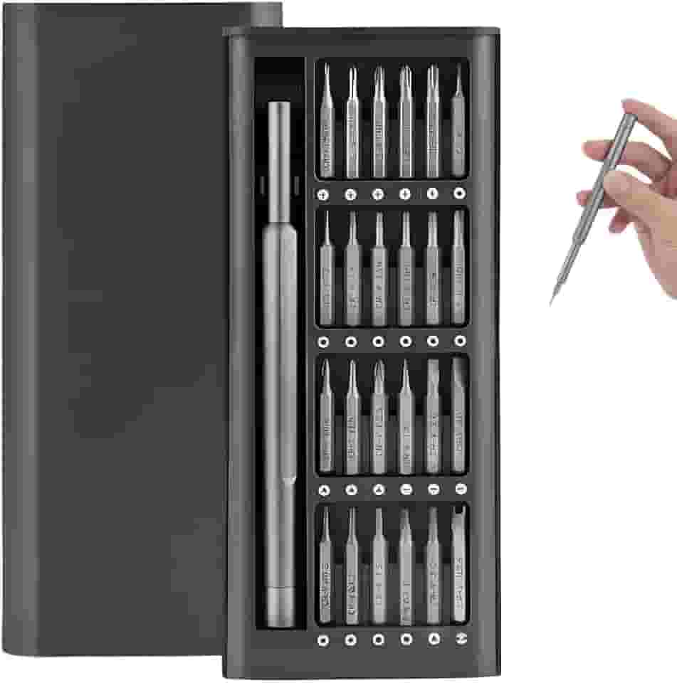 Kit Chave De Fenda Magnética De Precisão Profissional 24 Em 1 – Ferramentas Multifuncionais De Alta Precisão, Design Ergonômico E Material CR-V Durável | Portátil Com Estojo Cinza.