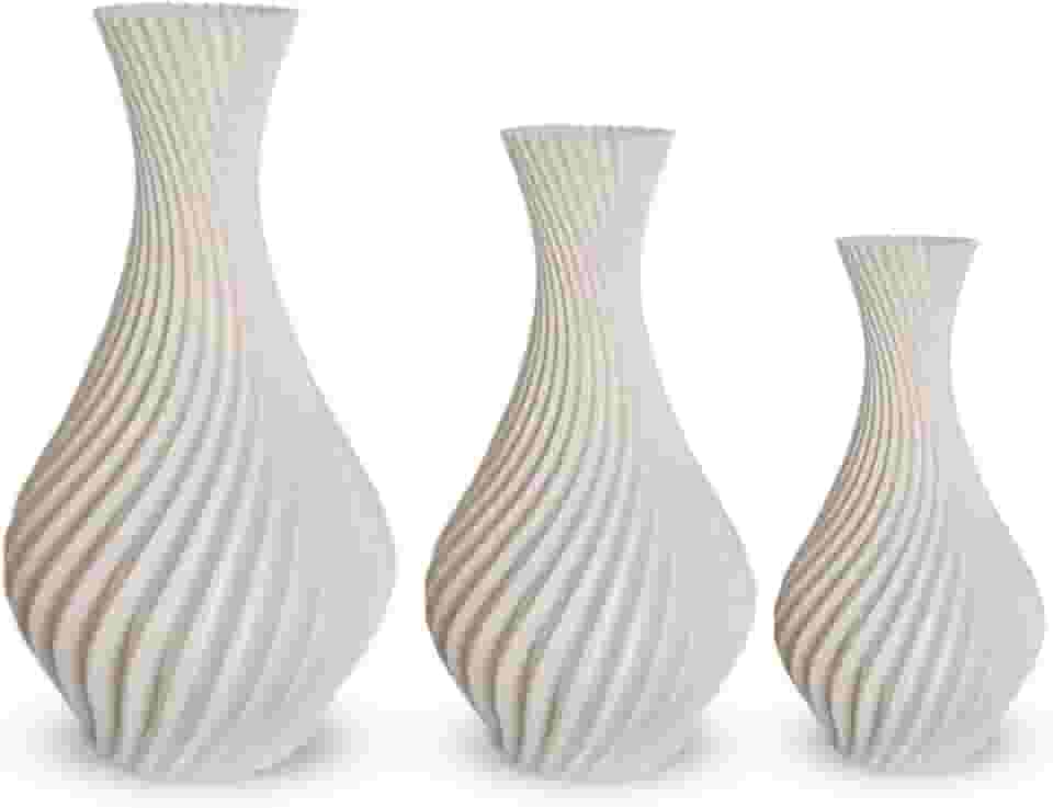 Kit 3 Vasos espirais para Plantas Artificais - Jarro vaso Espiral - Decoração Sala (Branco)