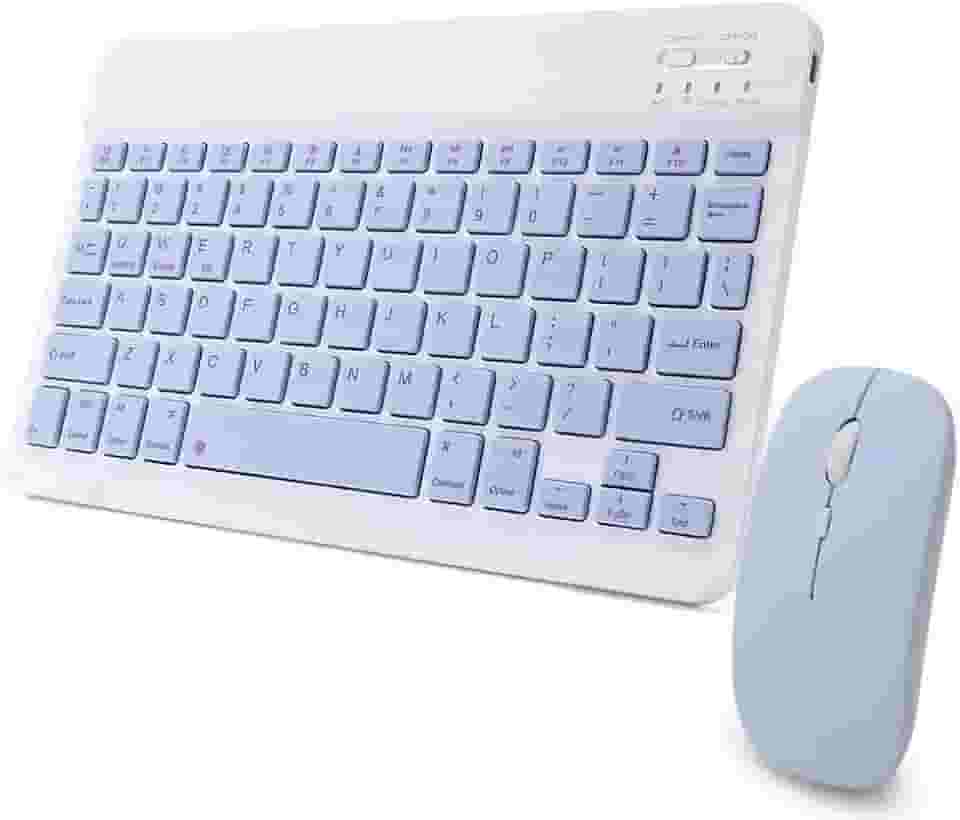 Kit Teclado E Mouse Sem Fio Bluetooth Colorido Para Tablet Pc iPad (Roxo)