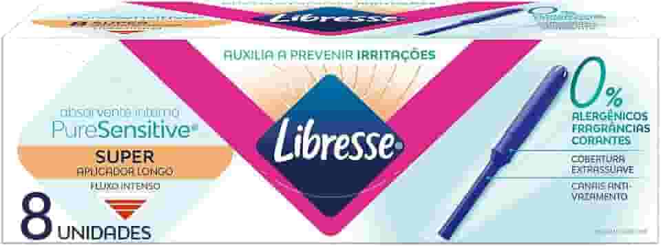 Libresse Pure Sensitive, Absovente interno Super com Aplicador longo, 8 unidades