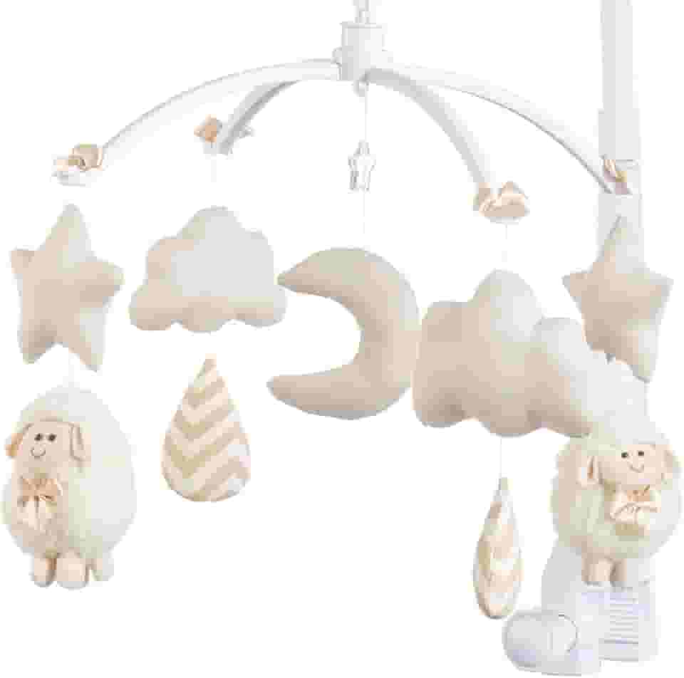 Sleep Baby Móbile Berço Musical e Giratório Ovelha Bege para Bebês e Crianças Pequenas