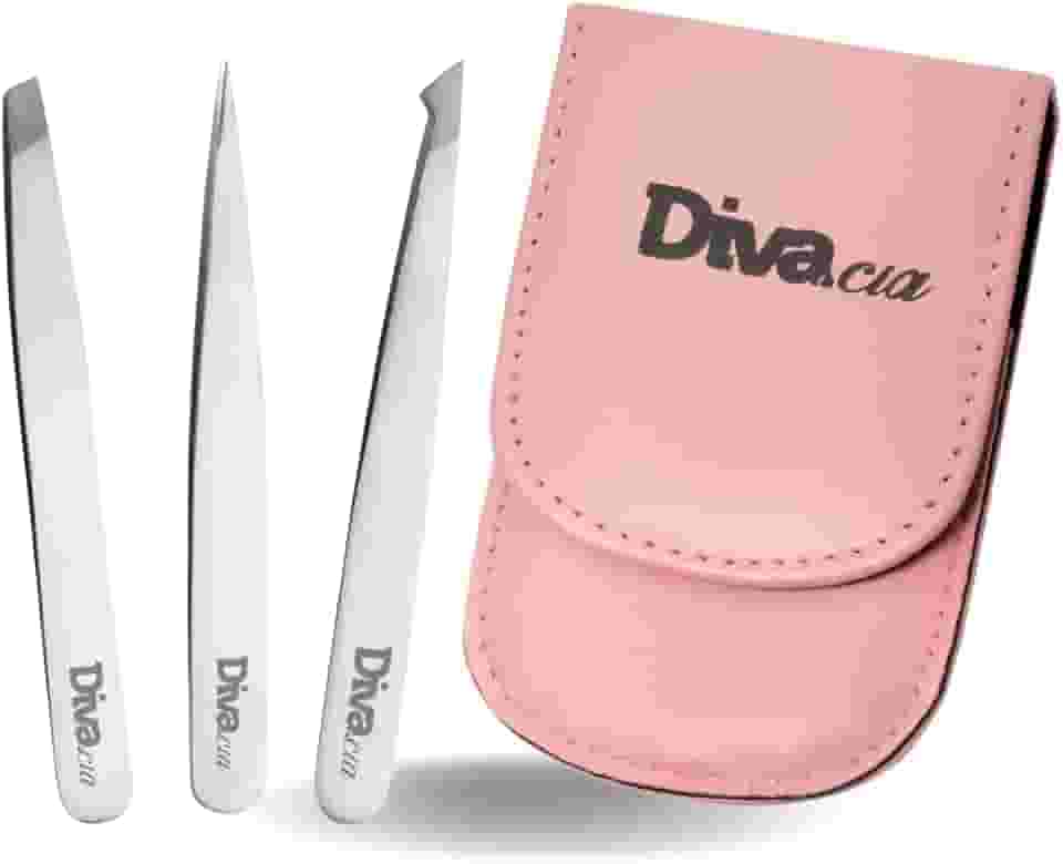 Kit Pinças para Sobrancelhas com Estojo, Conjunto de Pinças Chanfrada, Agulha, Diagonal Ponta Extra Fina Profissional e Autoclavável para Design de Sobrancelhas