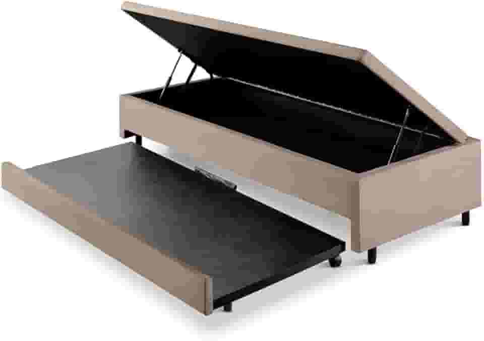 Bicama Solteiro com Baú 88x188 Suede Bege