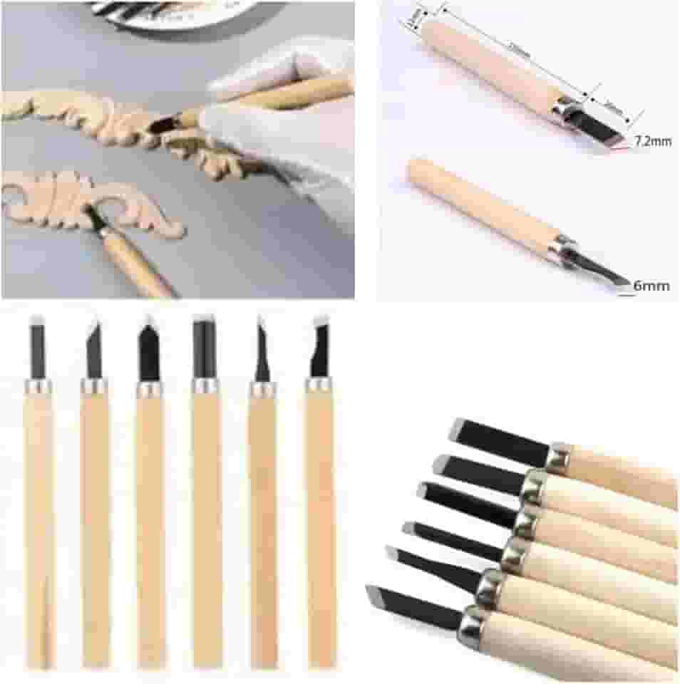 Jogo de Goivas Xilogravura Formão p/Entalhar Madeira 6 Pçs Entalhador Esculpir Artesanato