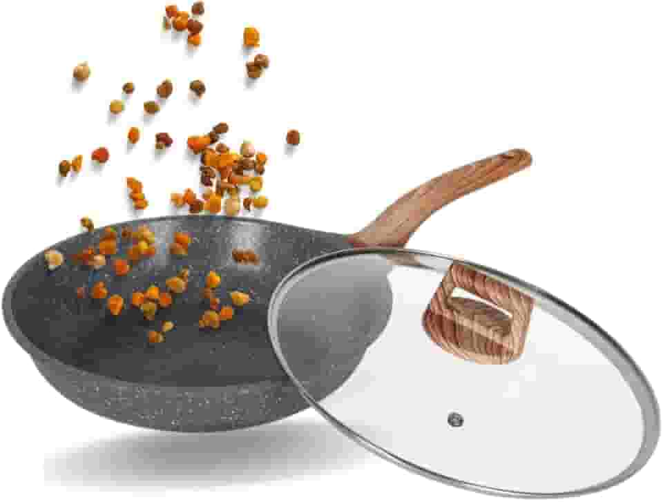 Frigideira com Tampa Antiaderente Cerâmico Frita Sem Óleo 28cm Não Gruda Fogão Indução/Gás