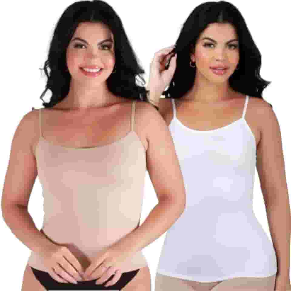 Kit 2 Regatas Alça Fina Feminina Camiseta Segunda Pele Anágua Underwear Conforto Não Marca