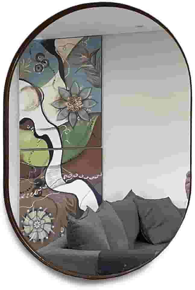 Espelho Oval 60x40cm com Moldura Cor:Café