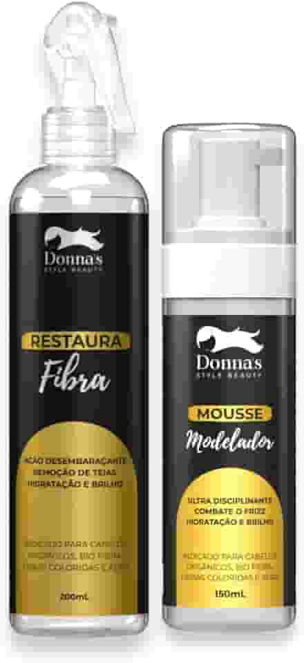 Kit Espuma Mousse Modeladora 150ml + Desembaraçante Hidratante 200ml Donna’s – Ideal para Cachos, Tranças, Apliques, Box Braids e Baby Hair – Finaliza, Hidrata e Controla o Frizz