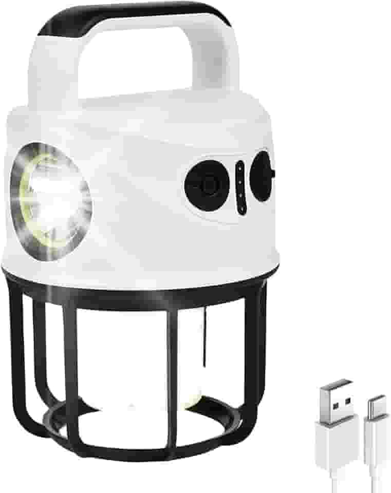 Lampião LED 2 em 1 Lâmpada para Acampamento Luminária e Lanterna de Mão Recarregável USB Iluminação Camping Barraca Pesca Trilhas Multiuso Acampamento Pesca Trilhas Manutenção Emergências Portátil