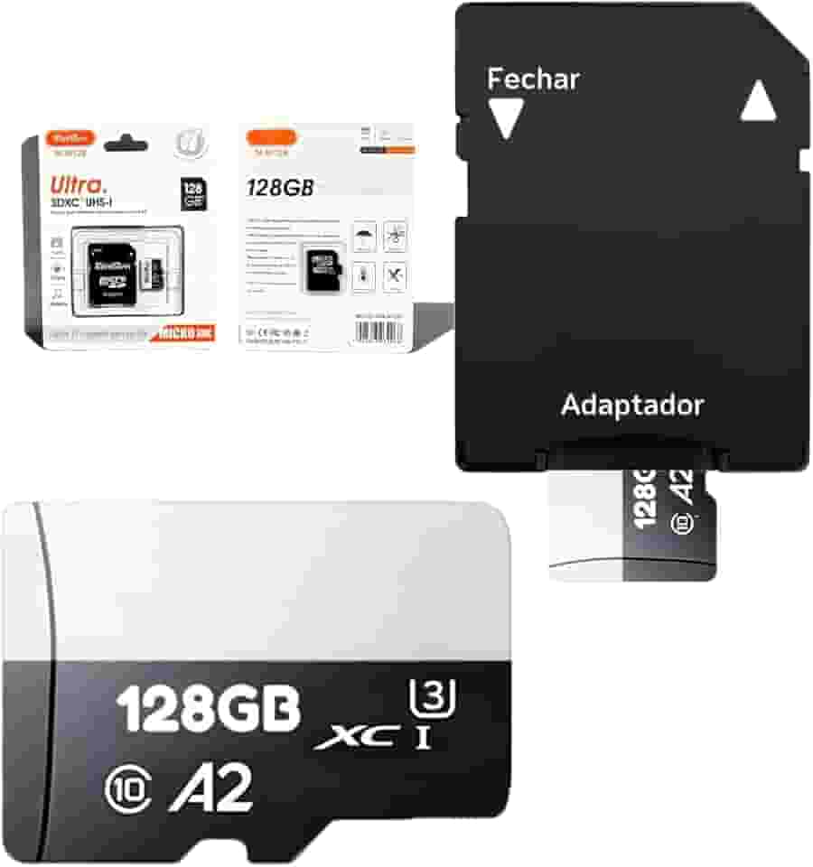 Cartão De Memória 128GB Original Com Adaptador Micro Full Hd - Velocidade 140MB/s ® (128, GB)