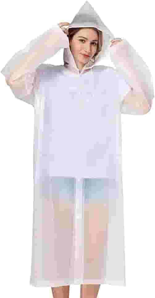 Capa de Chuva Transparente Unisex Adulto Impermeável Dobrável e Reutilizável para Festas e Viagens Caminhadas Acampamento Botão Passeio