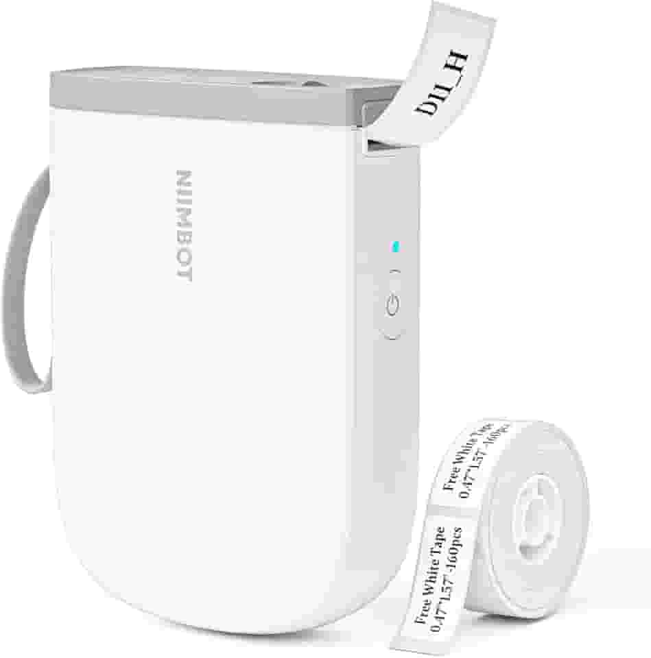 NIIMBOT D11 Máquina de Fazer Etiquetas com Fita Nova Versão, Impressora de Etiquetas Bluetooth 300DPI, Impressora Térmica Portátil, Criador de Adesivos para Organizar Casa Escritório Escola, Branco