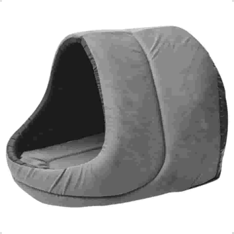 Cama Caminha Toca Casinha Iglu para Cachorro e Gato Suede (Cinza,P)