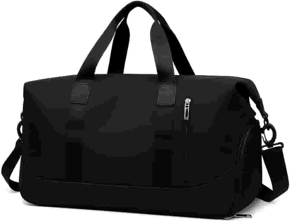 Bolsa de Viagem Esportiva, Mala de Mão com Alça Transversal, Grande Capacidade para Academia e Viagens (Preto)