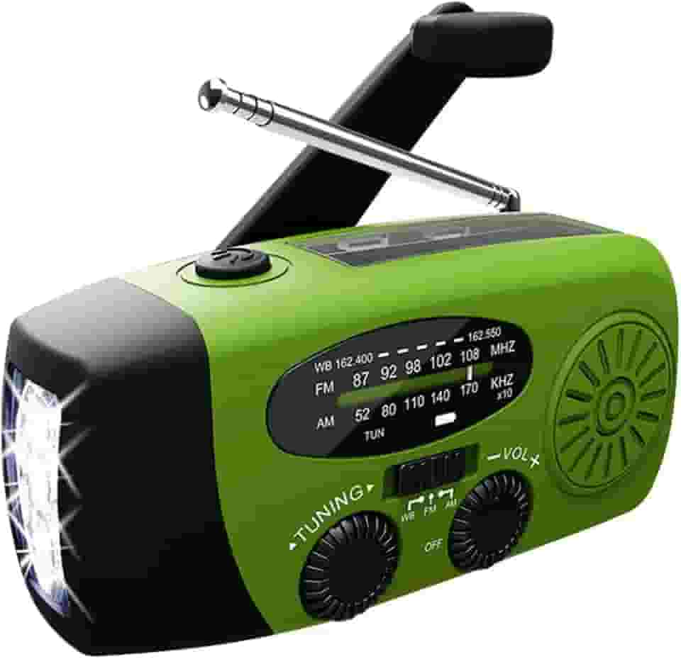 Rádio De Emergência Manivela Solar 1200mah Com Lanterna (Clássico, Verde)