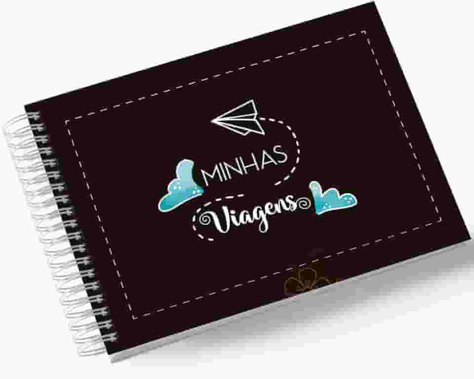 Álbum de Fotos Scrapbook papel Kraft 15x21cm 25 folhas Minhas Viagens