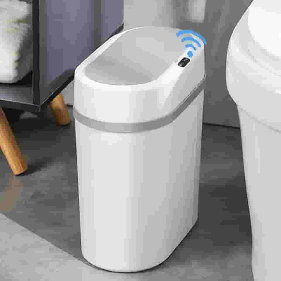 Lixeira Automática 12L com Sensor Inteligente de Aproximação – Abertura e Fechamento Automáticos para Cozinha, Banheiro e Escritório (12L-branco)