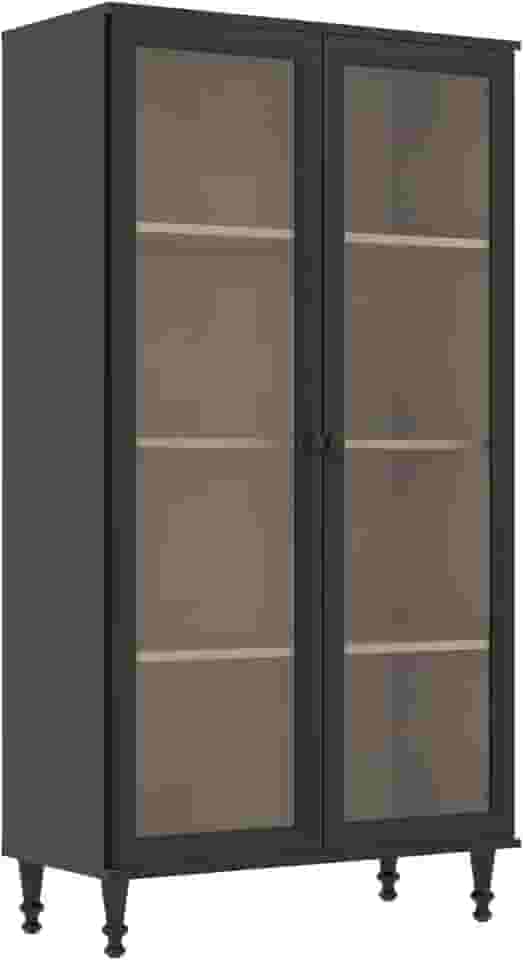 Cristaleira Estante Para Livros Ditália 2 Portas Vidro E-957 Cor:preto