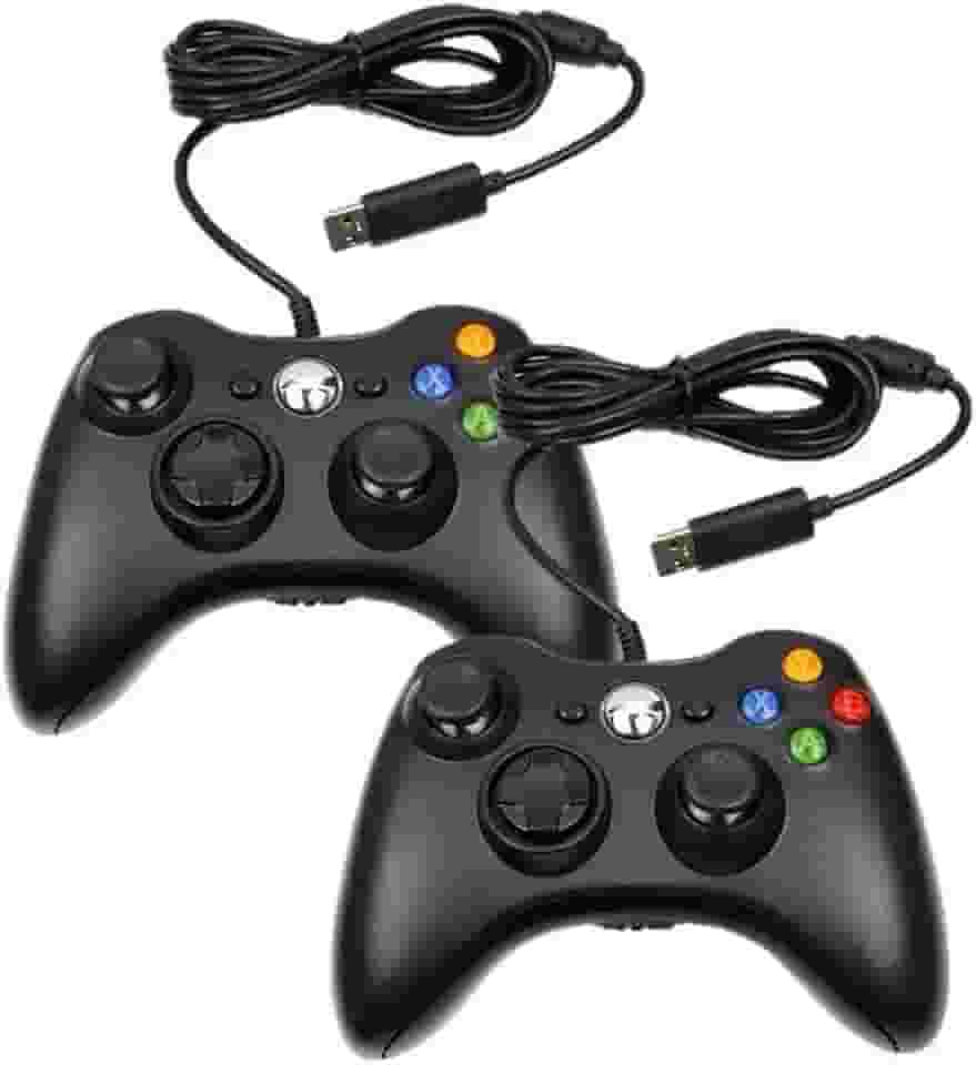 Kit 2 Controles Joystick Manete Compatível com Console Xbox 360 Slim X360 e Pc/Computador Com Fio USB