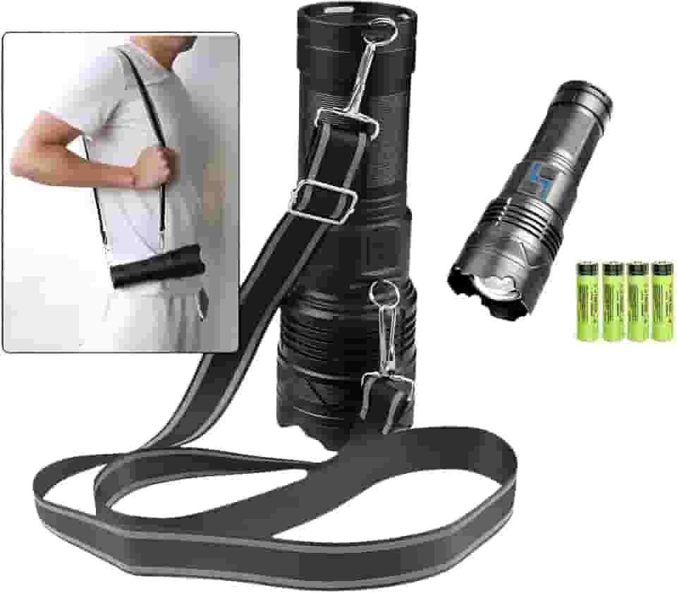 Lanterna Recarregável Tatica Militar 100w 30.000 Lumens LED Super Potente Zoom Ajustável de Longo Alcance USB Powerbank com Alça de Transporte