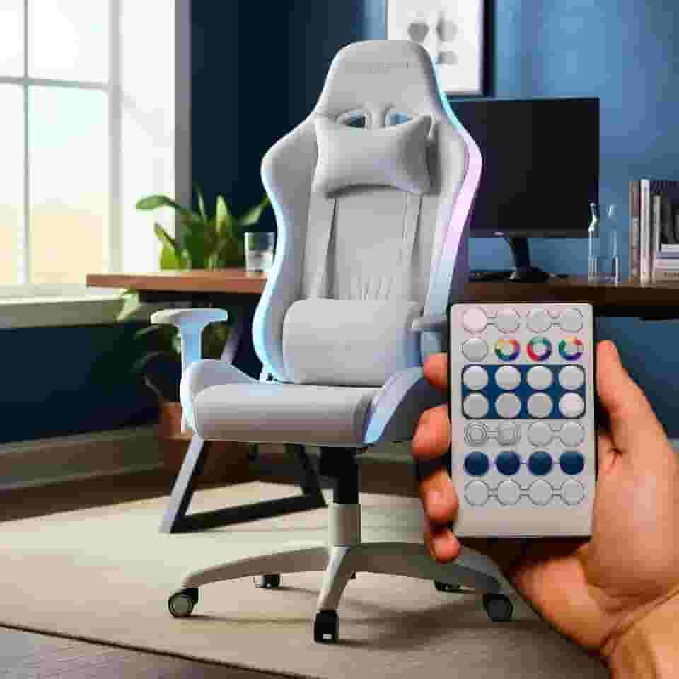 Cadeira Gamer Pluggei Select Zone Frost – RGB, Reclinável, Braços 2D, Encosto até 180°, Controle Remoto e App, 150kg