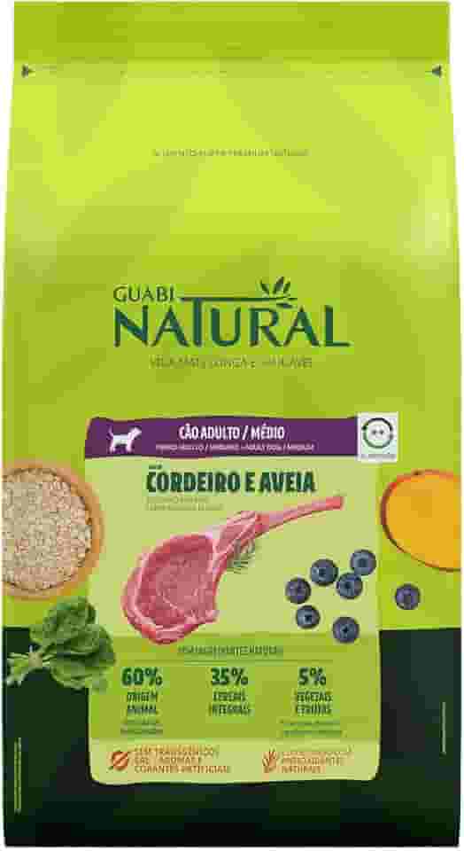 Guabi Natural - Ração Para Cães Adultos Porte Médio Cordeiro e Aveia 12 kg