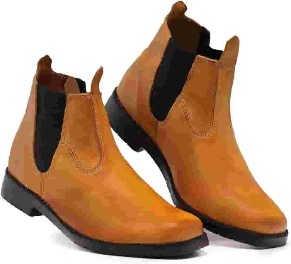 Botina Bota Masculina Couro Legitimo Solado De Pneu Resistente