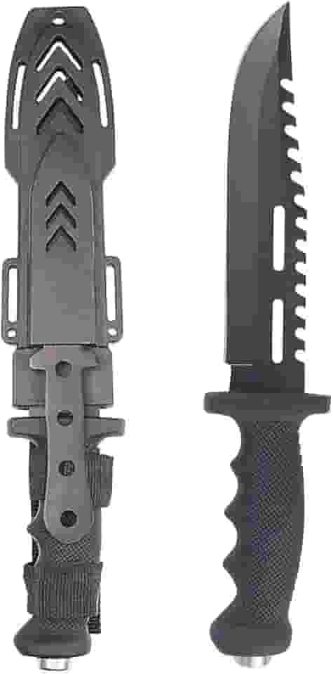 Generic Faca Tática Militar Esportiva Caça Mergulho Pesca Com Bainha Rígida Camping Trilha (Preto)