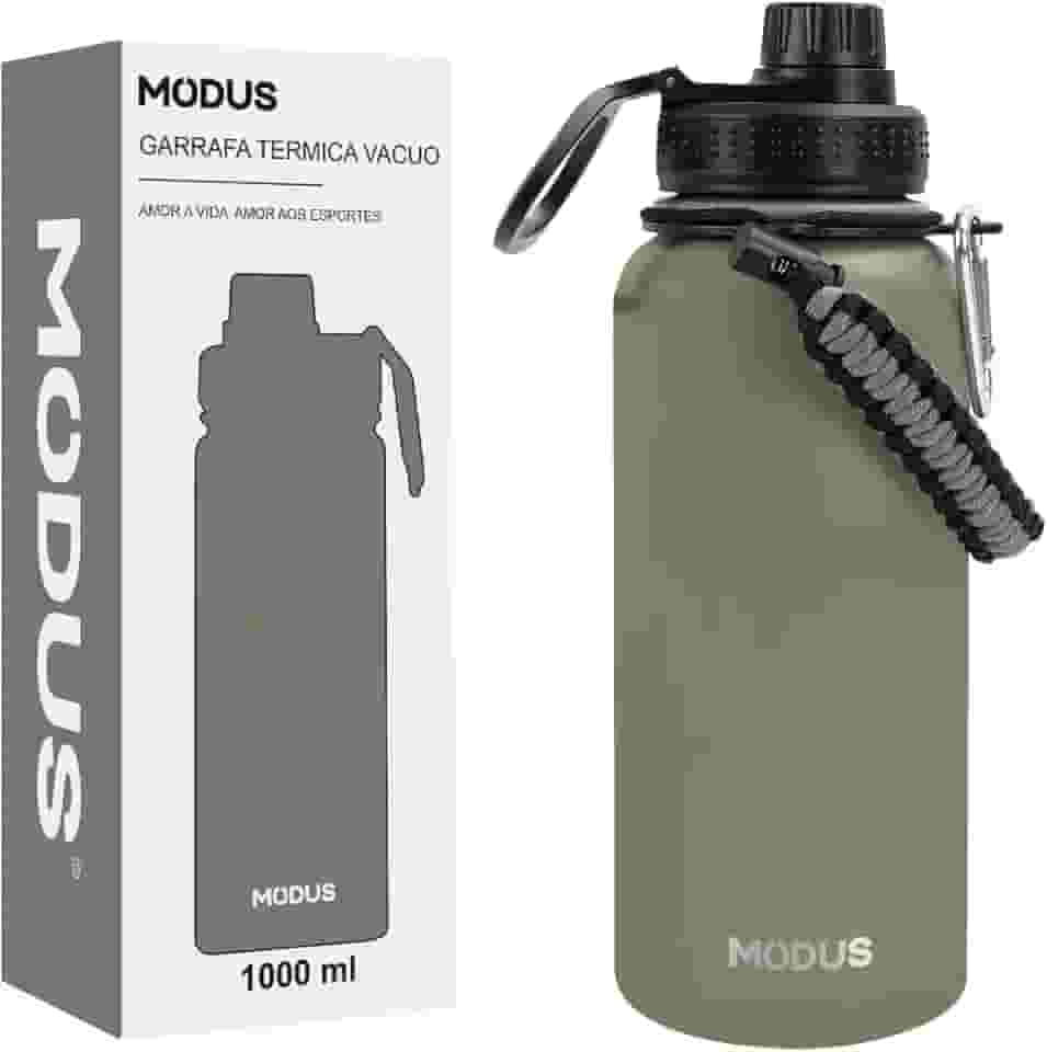 MODUS Garrafa Térmica Esportiva De Aço Inoxidável Com Isolamento A Vácuo De 1000ML (Verde Oliva)