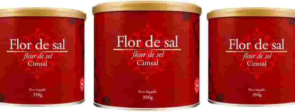 Flor De Sal Cimsal, 350g, Cloreto de Sódio, Sal Iodo, Pacote com 3