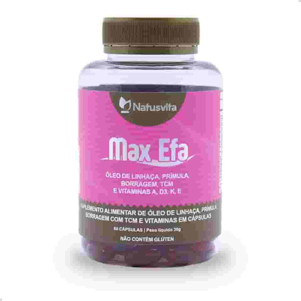 Max Efa (Óleo de Linhaça, Prímula, Borragem com TCM e Vitaminas A, D3, K e E). Suplemento Menopausa/TPM 60 cápsulas