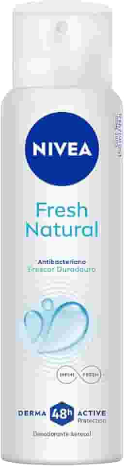 NIVEA Desodorante Antitranspirante Aerossol Fresh Natural 150ml - Proteção prolongada de 48h, sensação de refrescância, cuidado suave, sem alumínio, corantes e conservantes