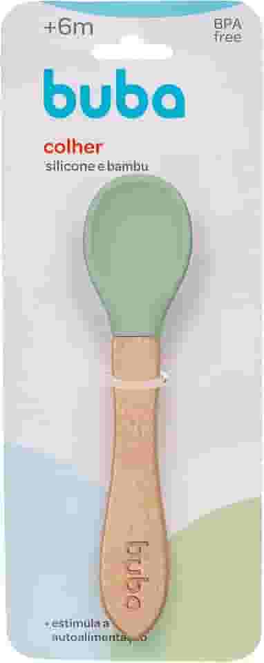 BUBA, Colher Silicone E Bambu - Verde
