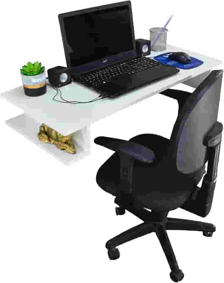 Mesa Escrivaninha de Estudos Suspensa Escritório Notebook Home Office MDF Branco 90cm