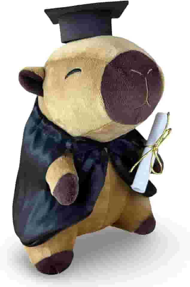 Toybrink Pelúcia Capivara Formando, Bege e Marrom, 20 cm, Design Festivo com Chapéu e Diploma, Presente de formatura