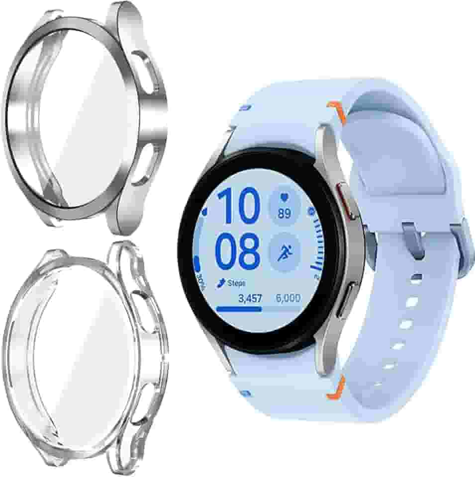 2Peças Capas Protetor de Tela Compatível com Samsung Galaxy Watch FE e Galaxy Watch 4 40mm,Capa Protetora Bumper Case de TPU para Galaxy Watch 4 40MM,Watch FE