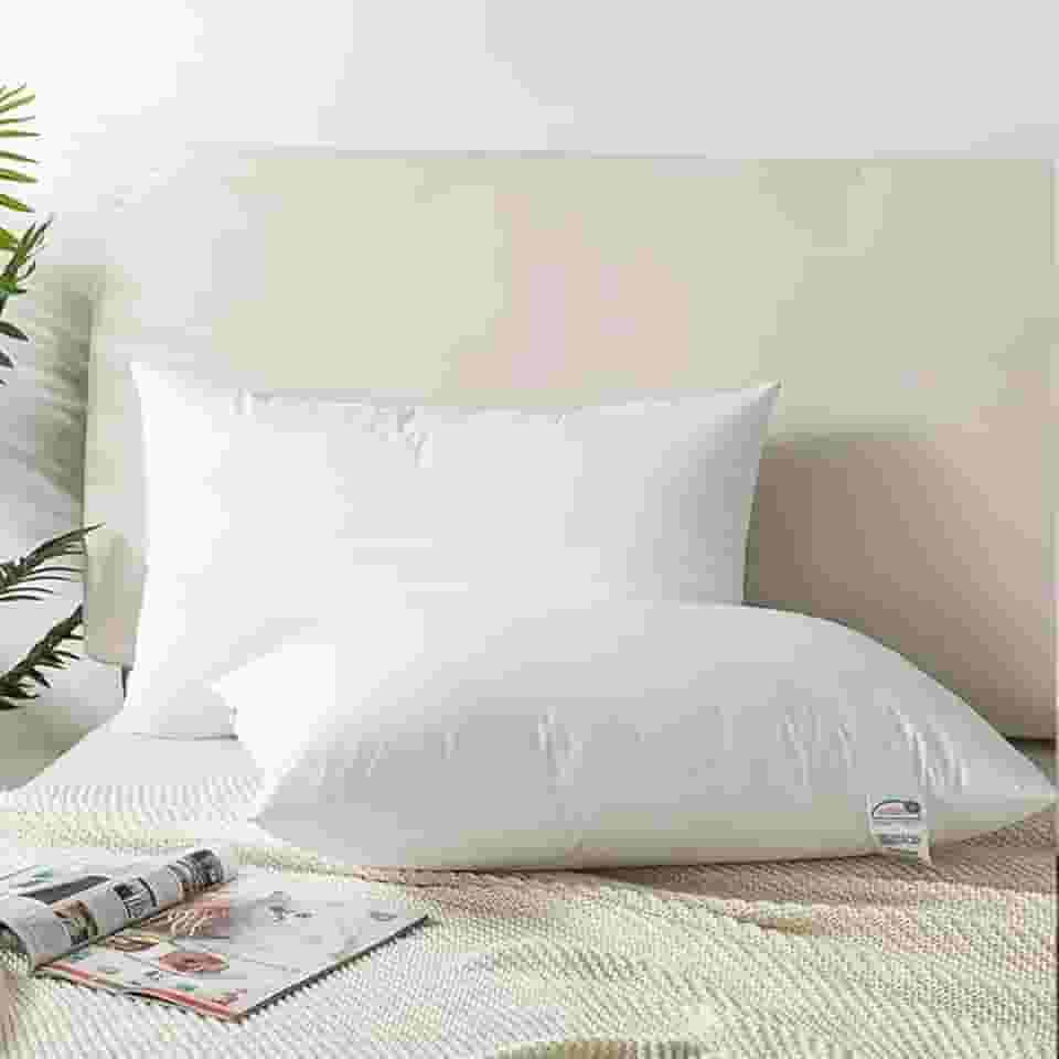 Travesseiros Antialérgicos com Penas de Ganso, 50x70 cm, Kit 2 Unidades, Branco, Conforto de Hotel 5 Estrelas | Macios, Respiráveis e Hipoalergênicos Toque de nuvem e aconchegante