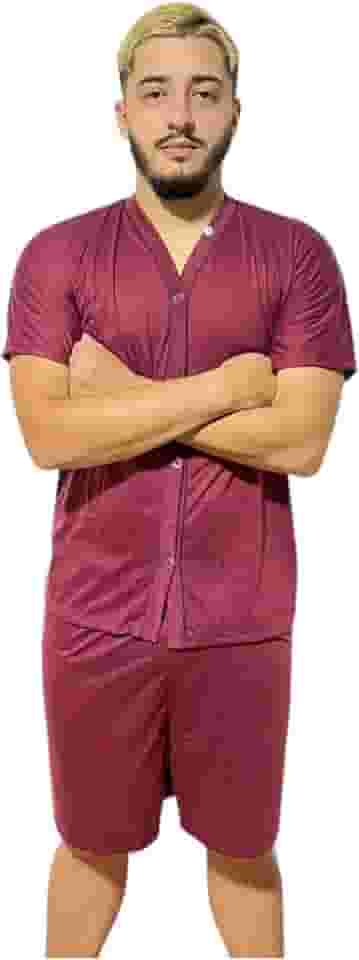 Pijama Masculino Adulto Aberto Malha Confortável Azul Marinho GG