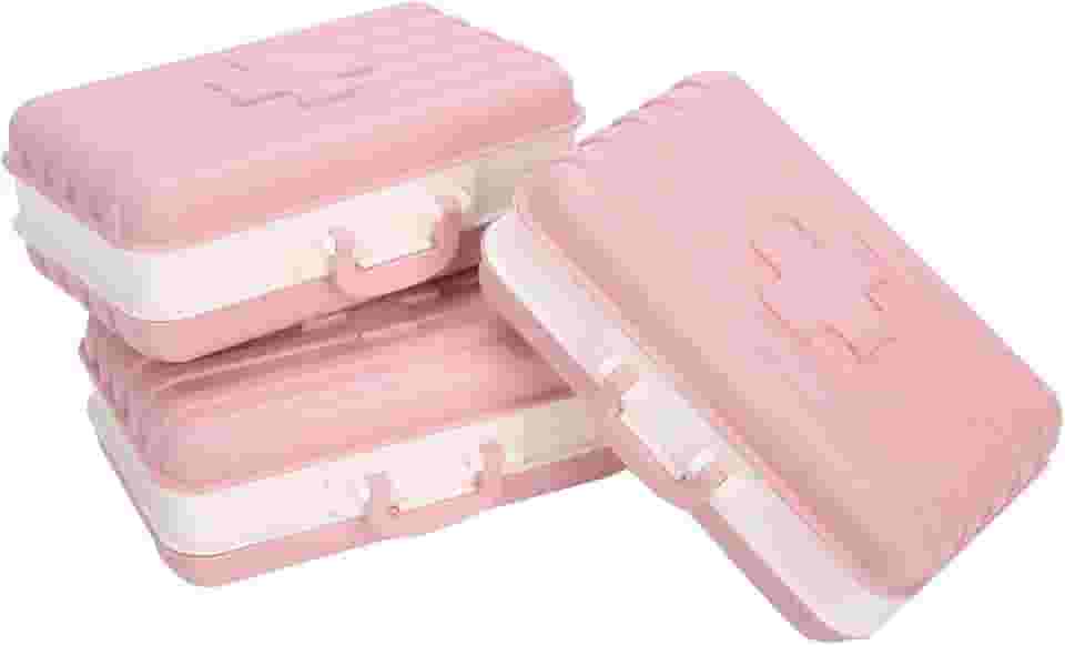 3 peças organizador portátil em forma de mala de viagem com 6 grades (rosa)