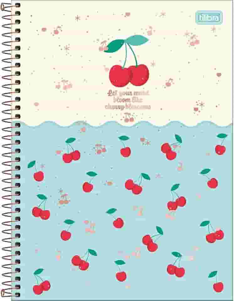 Tilibra - Caderno Espiral Capa Dura Universitário 1 Matéria Amarena 80 Folhas - Capa Creme E Azul Com Frase