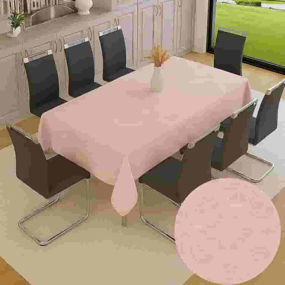 Toalha De Mesa Jacquard Jantar Festa Decoração Tecido Texturizado Dona Delicada Impermeável (ROSA - 6 LUGARES - 2,00m x 1,40m)