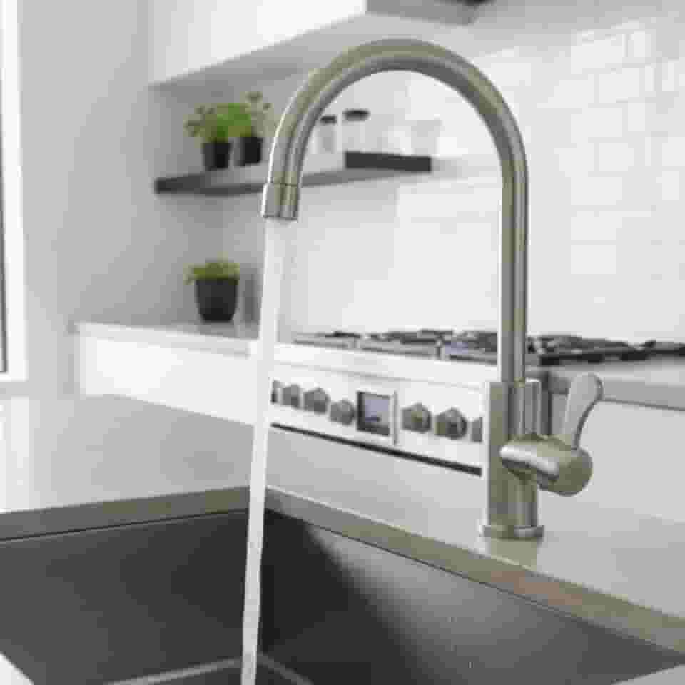 Torneira Curva Alta Inox 304, 1/4 Volta, Gira 360°, Arejador Econômico | Cozinha Gourmet Bancada