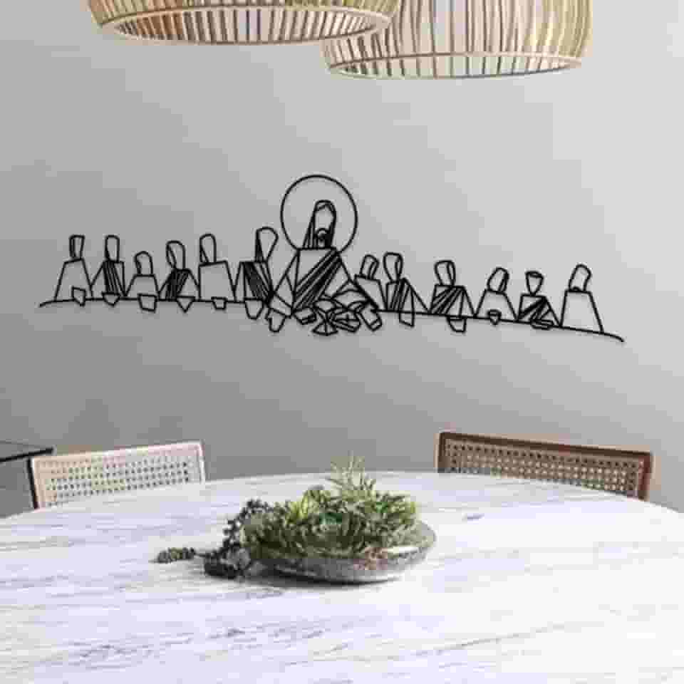 Quadro Santa Ceia Moderna em MDF – Releitura Artística para Sala de Jantar
