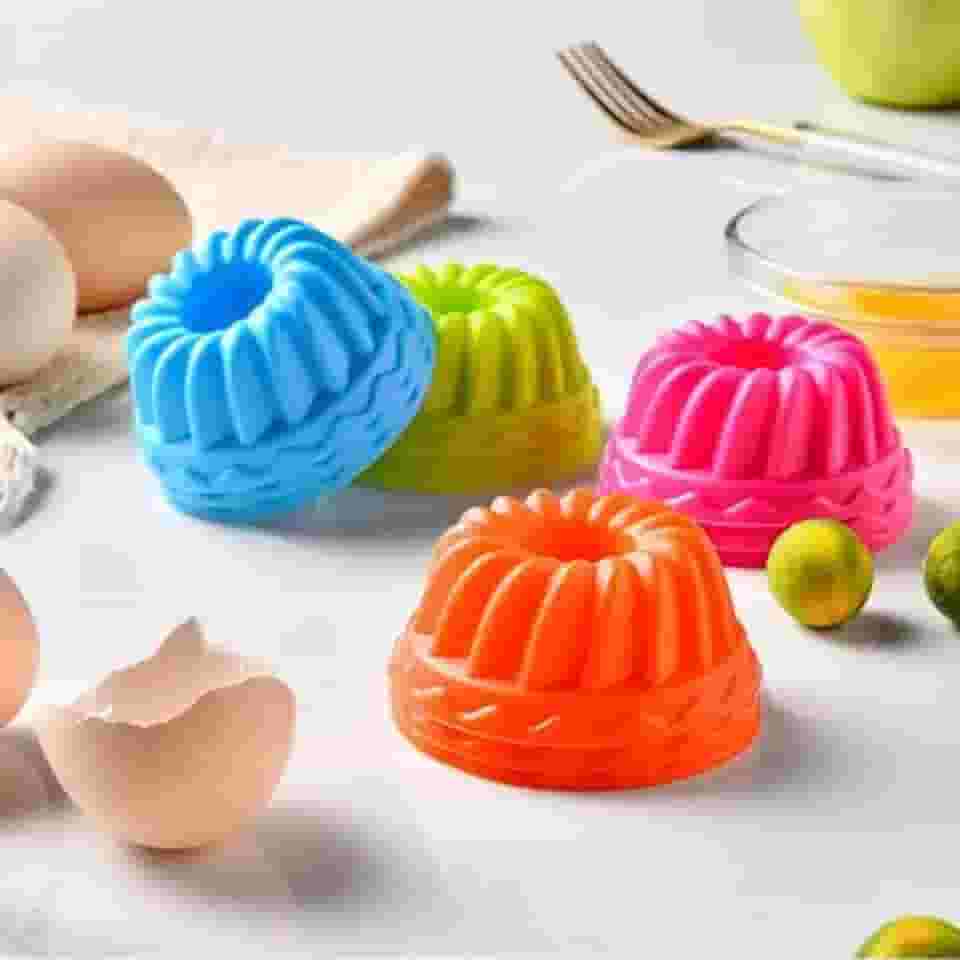 Kit 12 Formas De Silicone Cupcake Bolo Forno - Air Fryer - Peças Multicolor - Material de Qualidade, Prática e Multiuso para Confeitar (Forma Pudim)