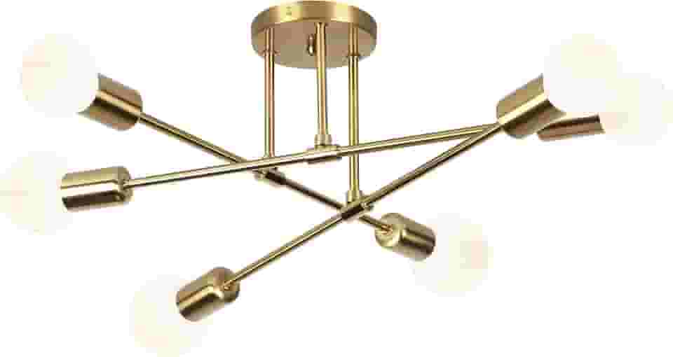 Luminária Pendente De 6 Cabeças Dourada, Pendente LumináriaDe Teto Regulável, Luminária Pendente Para Cozinha, Quarto, Sala De Estar (Lâmpada Não Incluída)