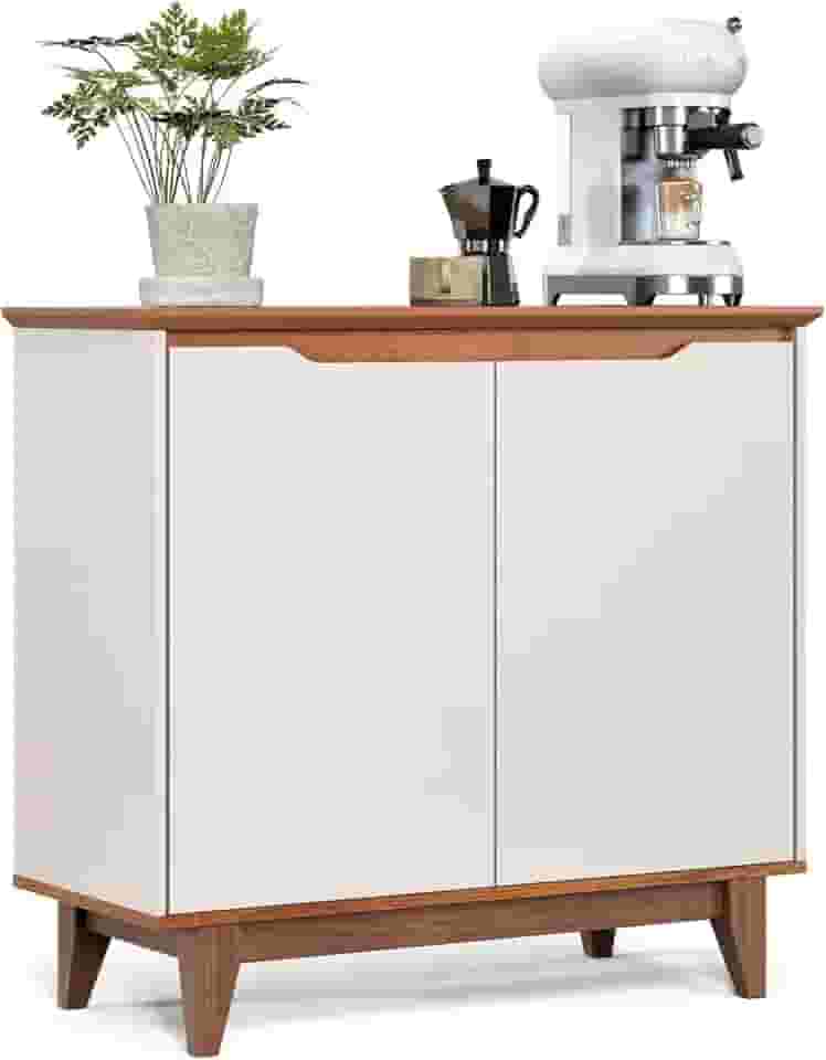 Aparador De Cozinha Balcão Sala Jantar Buffet Flow 2 Portas Organizador (OFF WHITE/FREIJÓ)