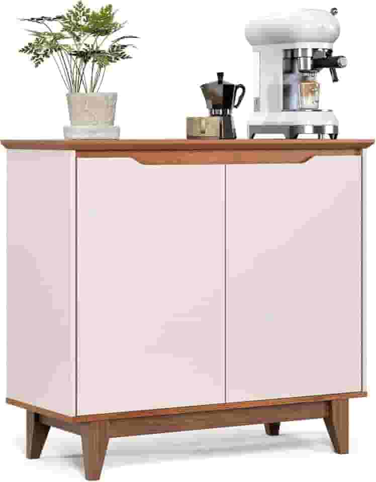 Aparador De Cozinha Balcão Sala Jantar Buffet Flow 2 Portas Organizador (OFF WHITE/FREIJÓ)