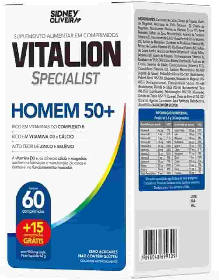 AZ Multivitamínicos Homem 50+ Vitalion Sidney Oliveira